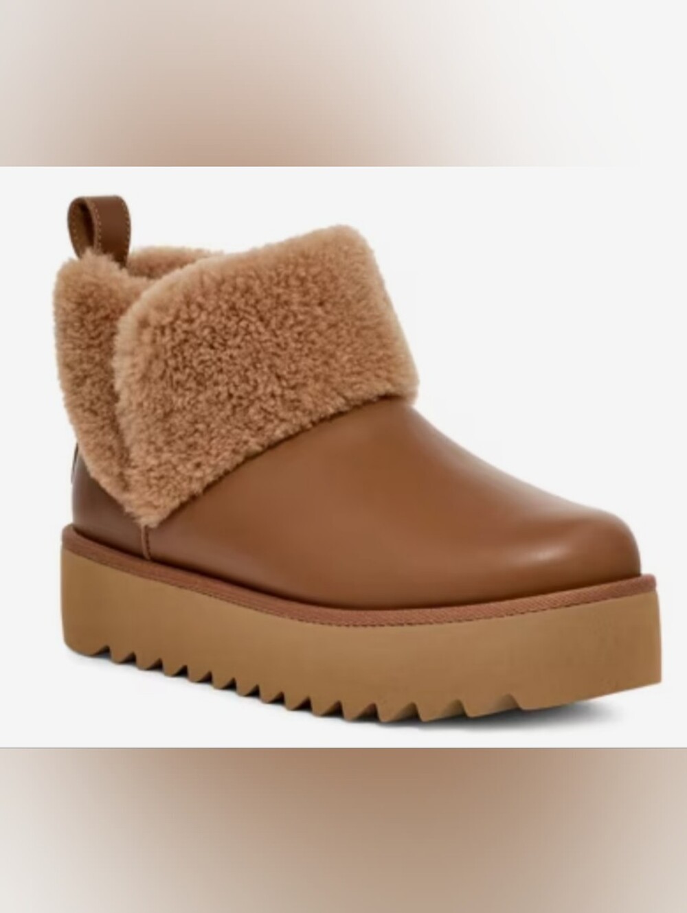 UGG Ultra Mini Alina Shearling-Trim Platform Boots Size 8 MSRP $160